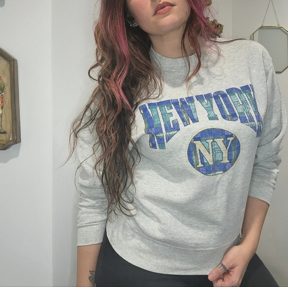 Vintage NYC New York Sweatshirt Pullover Crewneck 90s 1992 Gray Mens M* - Picture 8 of 9